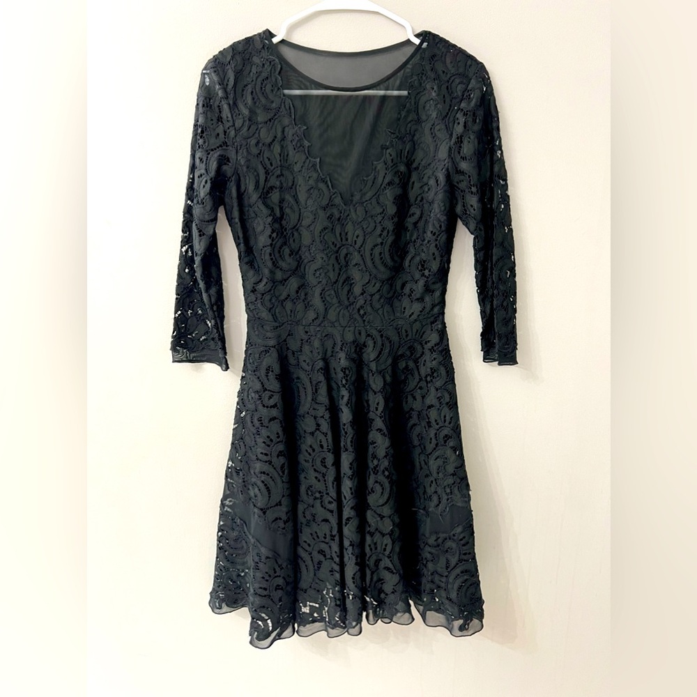 Saylor lace and mesh black long sleeved dress size XS